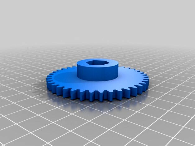 Beveled 39 tooth large wades extruder gear for the Nophead Mendel 90 by maddog7
