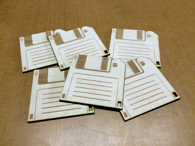 Laser Etched Floppy Disk Coasters by makerchad