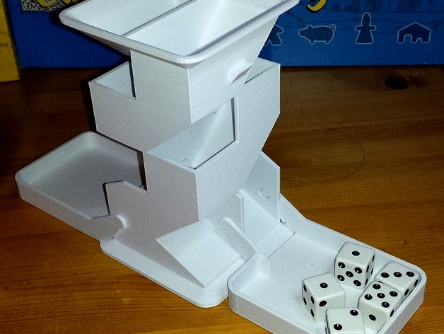 Remixed Angular Dice Tower, with trays by garyacrowellsr