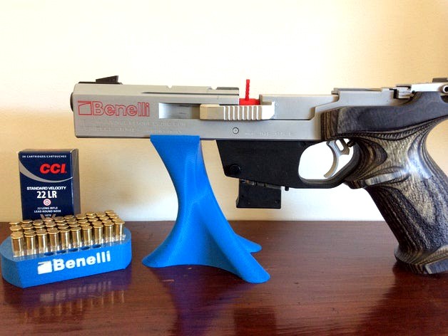 .22 Ammo tray (especially suits CCI brand) with Benelli logo for 2 colour print. Pistol stand suits Benelli. by BrettCNC