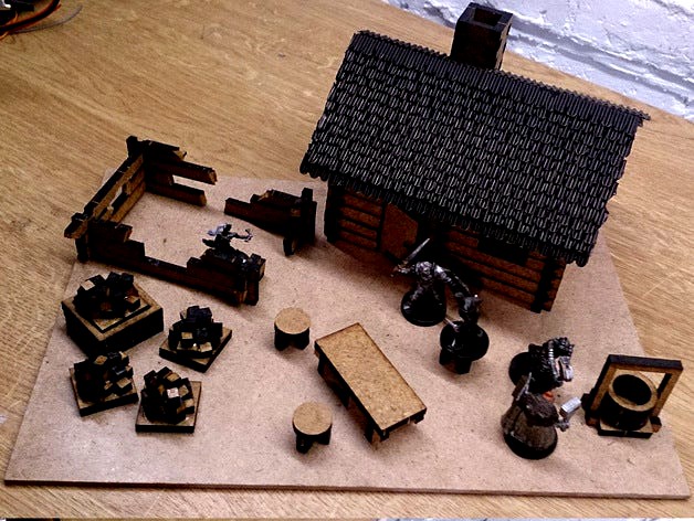 Small Lasercut Log Cabin with Shingles by LeandraChristine