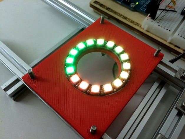 NeoPixel 16 RGB LED Ring - Mounting Plate for Makerbeam T-Slot System by rincey12