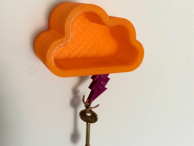 Cloud and Thunder magnet key holder by Alejoo