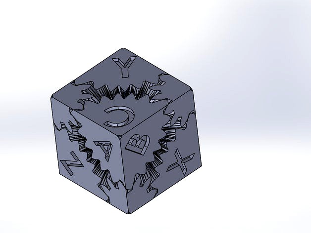 Cube Gear SolidWorks (with text) by GadgetGuru314