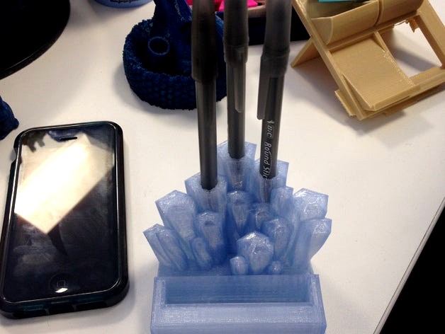 Crystal pen holder and iPhone stand by MakerBotLearning