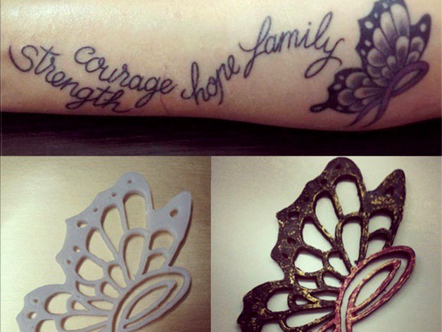 Butterfly mixed with cancer ribbon. by tomatecherry