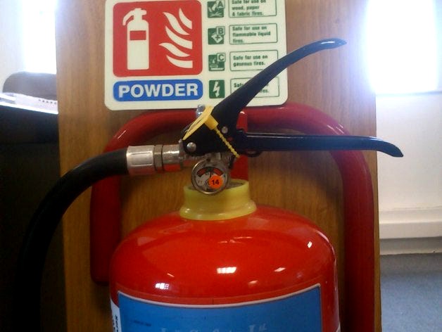 bracket to mount sign on fire extinguiser frame by kentronix