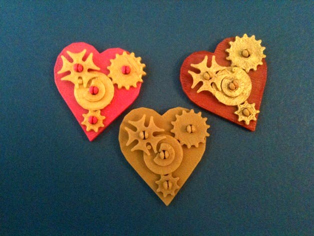 Snap-Together Valentine Gears Pin and Pendant by EHM