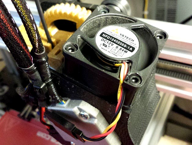 Nema 17 Motor Fan Shroud for Greg's Hinged Accessible Extruder (MakerFarm Prusa i3 i3v) by clough42