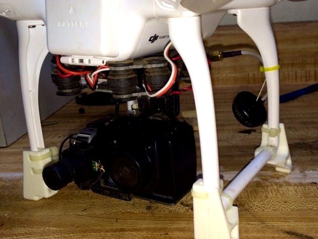 DJI Phantom landing gear risers to clear gimbled camera by JIMWOLF