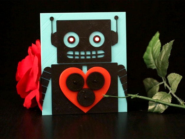 3D Printed Valentine with Bare Conductive Electric Paint by adafruit