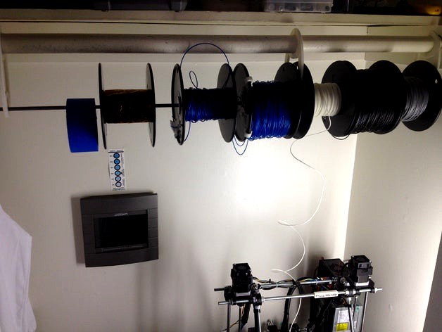 Filament Spool Rack - hangs from a Closet Clothing Rod  by Chris918