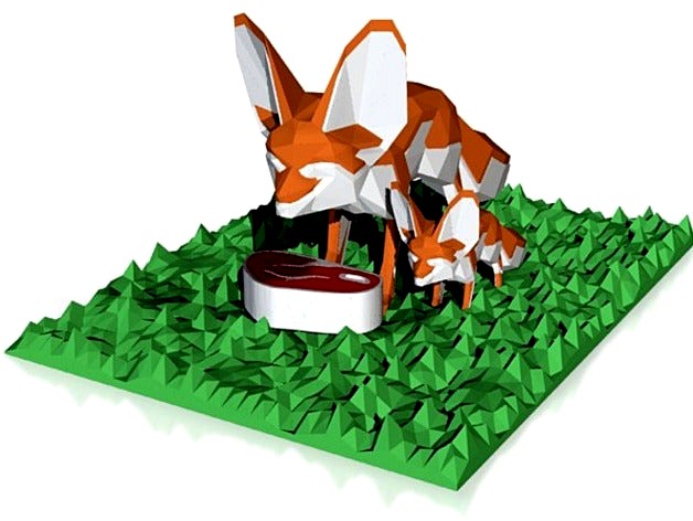 2 fennec foxes enjoying a steak in zoo by lokilaufeysen