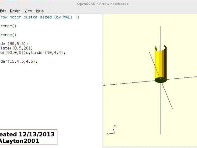 Arrow notch homework  “openscadtutorial”  by WALayton2001