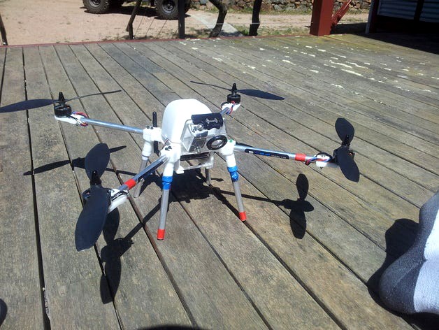 500mm quadcopter, fully enclosed, gopro mount built in, vibration dampened flight board, battery slide and hood by CreateUNSW