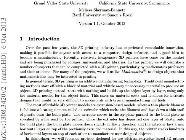 3D Printing for Math Professors and Their Students by A2_mfg_eng