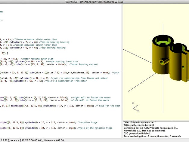 OpenSCAD Linear Actuator Enclosure for Customizer by pachek
