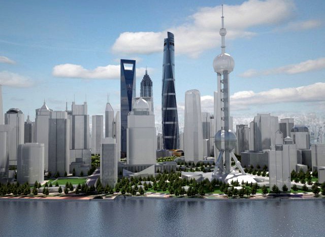 Shanghai Tower Downtown 3D Model