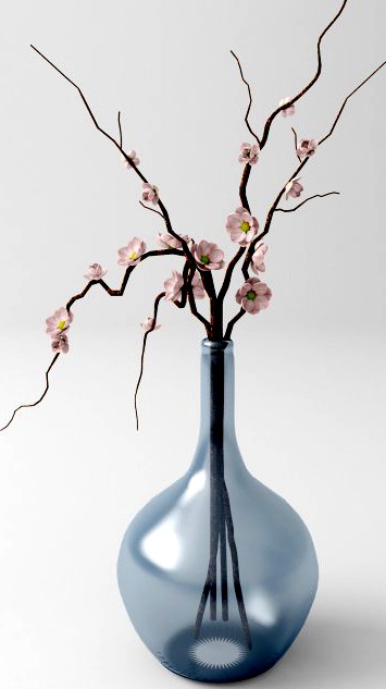 Vase with branches and flowers 3D Model