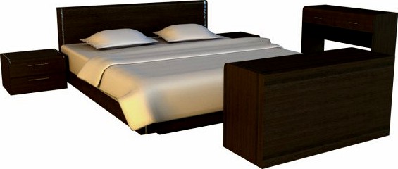 Bed dark wood 3D Model