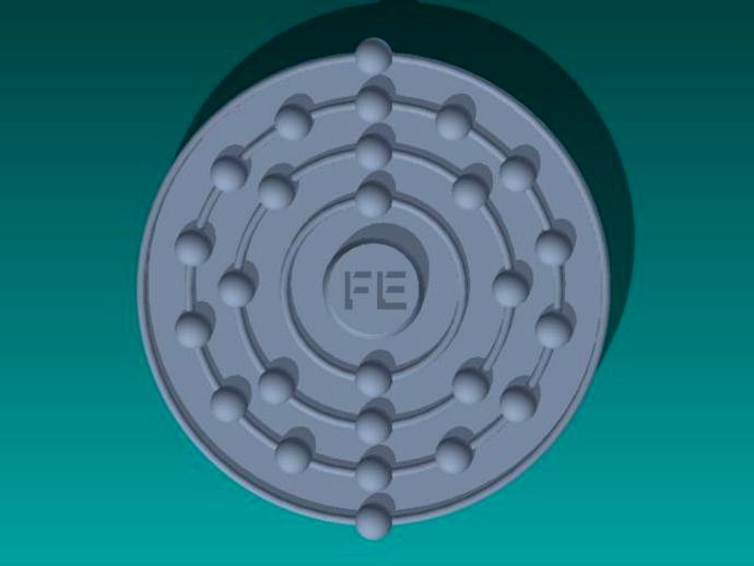 Transition Metals Atom Diagram Coaster Set (Fe, Zn, Ti, Cu, Ni) by 3P3D