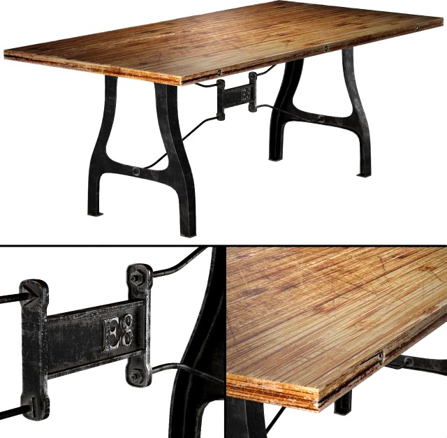 Nuevo V4 A-Leg Small Dining Table with Reclaimed W 3D Model