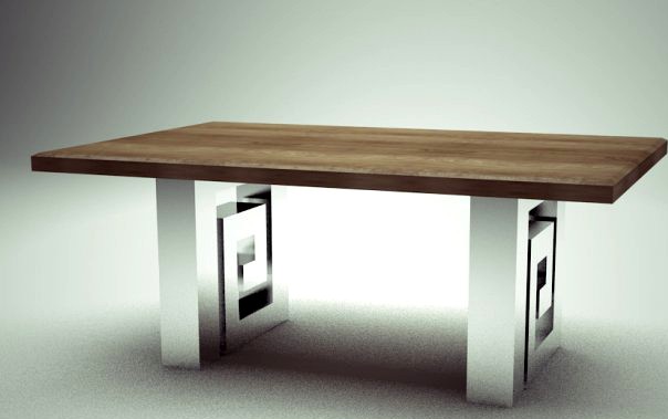 Table Chrome Wood 3D Model