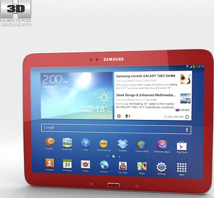 Samsung Galaxy Tab 3 101-inch Garnet Red 3D Model