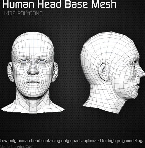 Low Poly Human Head - Base Mesh