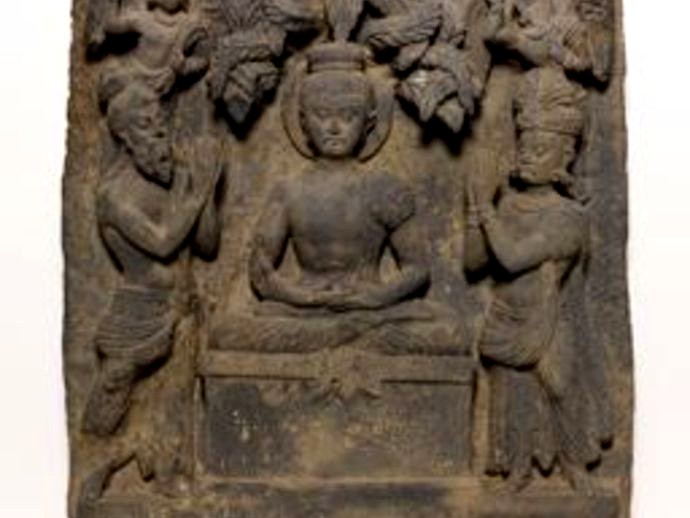 Relief with Buddha Worshipped by Indra and Brahma by ArtInstituteChicago