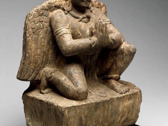 God Vishnu's Mount, Garuda, Kneeling with Hands in Gesture of Adoration (Anjalimudra), 14th century by ArtInstituteChicago