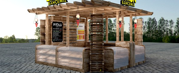 Wooden Kiosk 3D