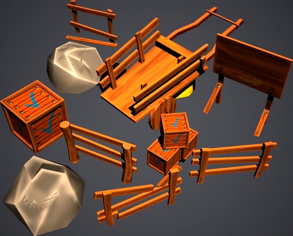 10 Units of Low Polygon Obstacles