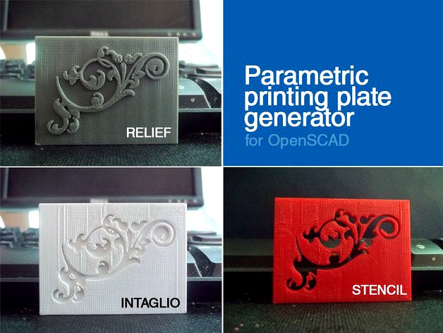 Parametric printing plate generator for OpenSCAD by jasonwebb