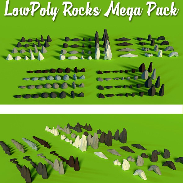 LowPoly Rocks MegaPack Bundle