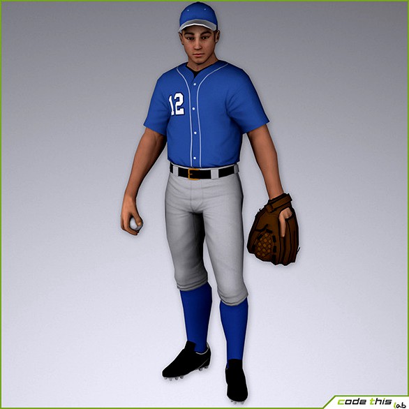 White Baseball Pitcher 8215 tris