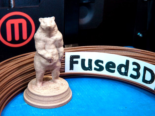 Brown Bear (Ursus arctos) by Makerbot Printed with Wood Filament by Fused3D