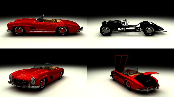 Fully Modelled Mercedes 300SL Roadster Red