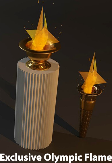 Two Olympic Flame 3D Model