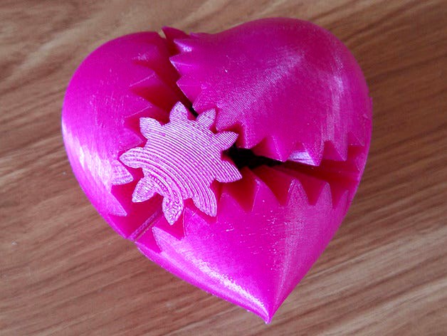 PLA Heart Gears for Replicator 2 by whpthomas
