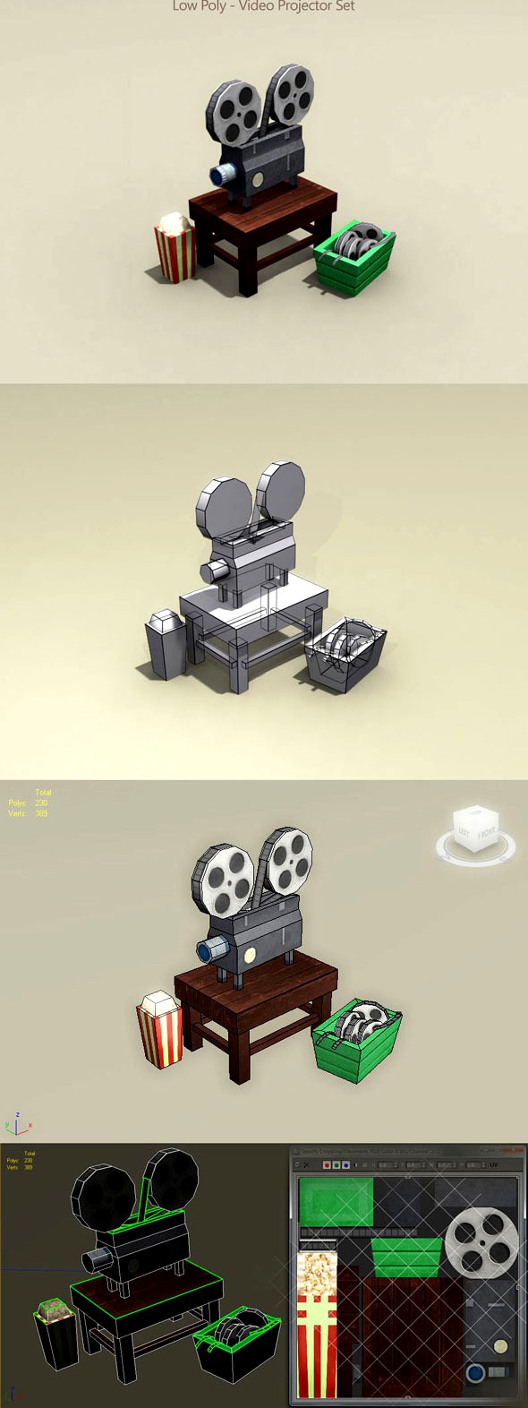 Low Poly Video Projector Set