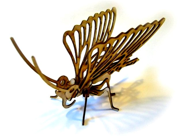 LaserCut - 3D Puzzle Butterfly by jtronics