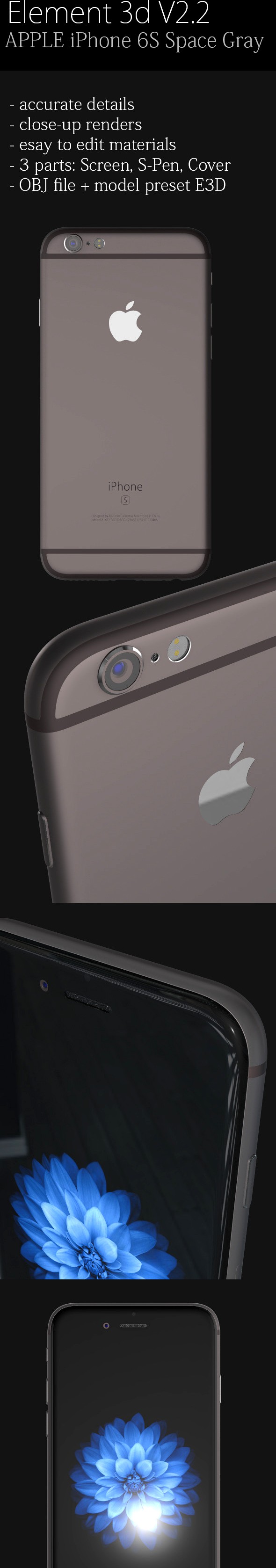 Element3D - Apple iPhone 6S Space Gray