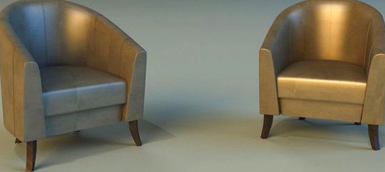 Leather chair on wooden legs