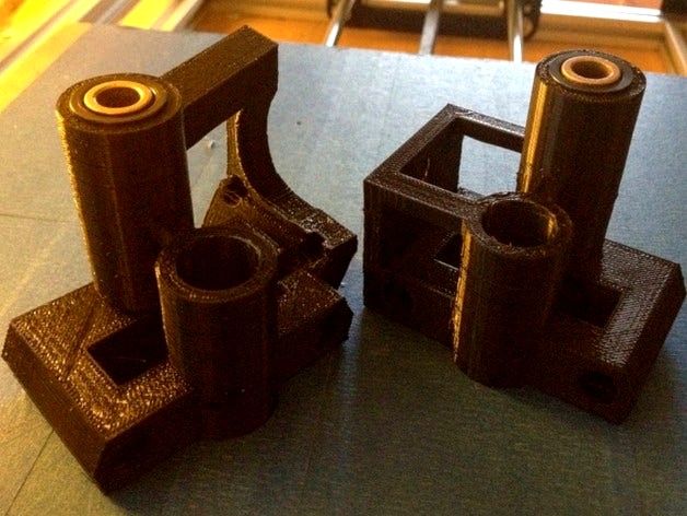 RepRap X-ends for self-aligning bronze bushings (and optionally Misumi leadscrews) by Pointedstick