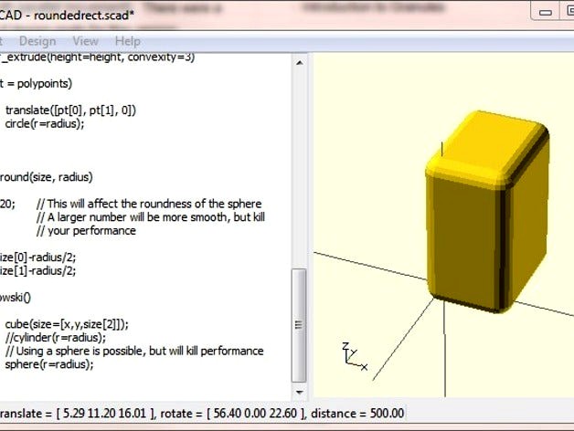 Round corners for Openscad - Tutorial by WilliamAAdams
