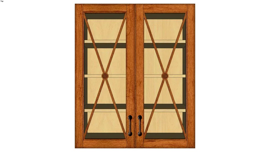 Wall Double Door 36Hx15D with Classic Mullion Antiquity Glass Insert