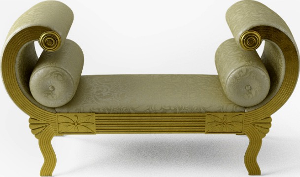 Large Regency Style Gilded Double Scrolled Stool