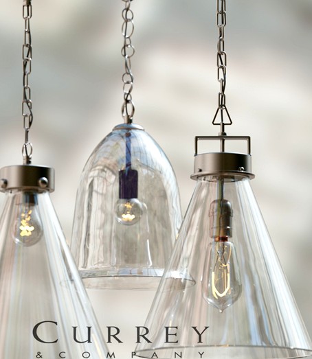 Kitchen glass pendant set by Currey