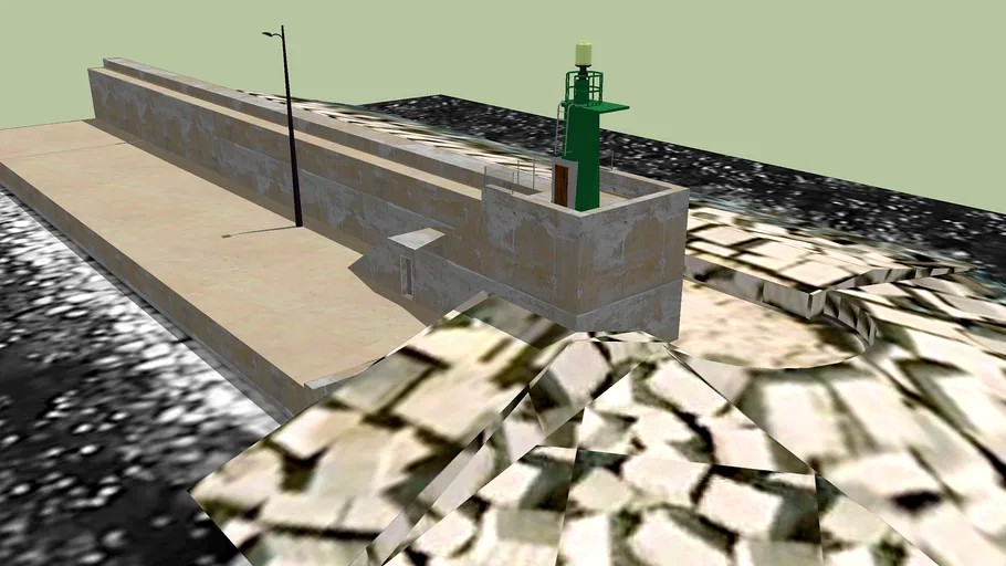 Faro verde del puerto de Calpe-2 . Alicante. España. Simplificado para Google Earth.